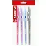 Bolígrafo, Liner 808, Punta Fina 0.38 mm, cuerpo traslúcido, Pack x 4 Unds. Colores Surtidos