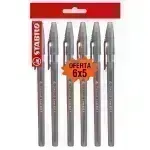 Bolígrafo, Liner 808, Punta Fina 0.38 mm, cuerpo traslúcido, Pack x 6 Unds. Negro