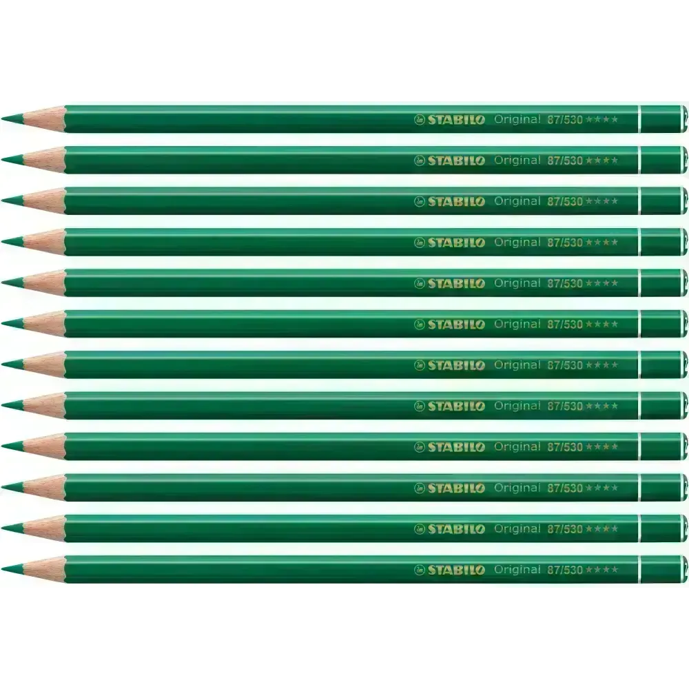 Lápices de Color, Original, Cuerpo Hexagonal, Mina 2.5 mm, Caja x 12 Unds.,  Verde Esmeralda