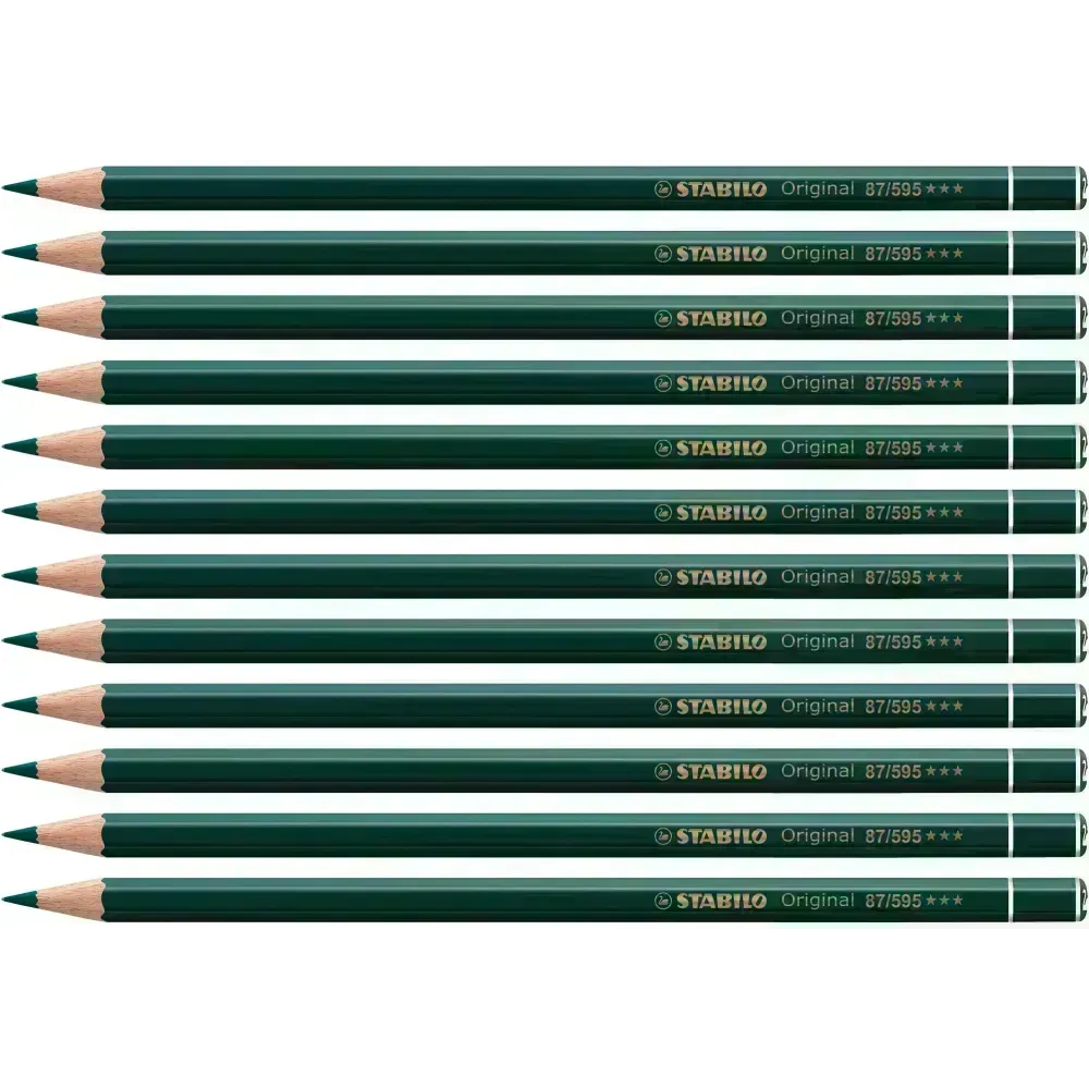 Lápices de Color, Original, Cuerpo Hexagonal, Mina 2.5 mm, Caja x 12 Unds.,  Verde Cinabrio Oscuro