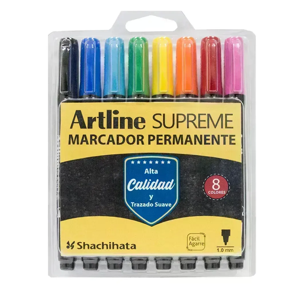 Marc. Permanente, Supreme, 1.0 mm, Est x 8 Unds. Col. Surt.