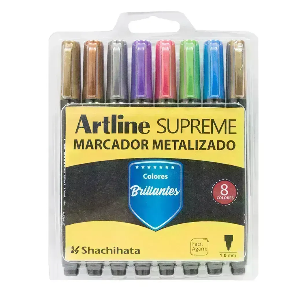 Marc. Permanente, Supreme Metálicos, 1.0 mm, Est x 8 Unds. Col. Surt.