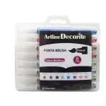 Marcadores, Decorite, Brush/Pincel, Est x 8 Unds. Colores Metálicos