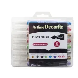 Marcadores, Decorite, Brush/Pincel, Est x 8 Unds. Colores Metálicos
