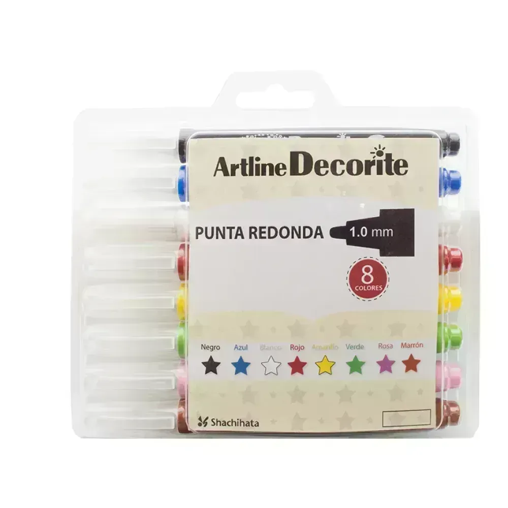 Marcadores, Decorite, 1.0 mm, Est x 8 Unds. Colores Básicos