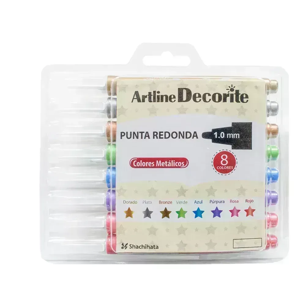 Marcadores, Decorite, 1.0 mm, Est x 8 Unds. Colores Metálicos