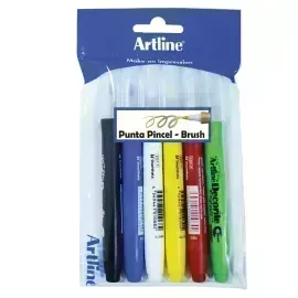 Marcadores, Decorite, Brush/Pincel, Pack x 6 Unds. Colores Básicos