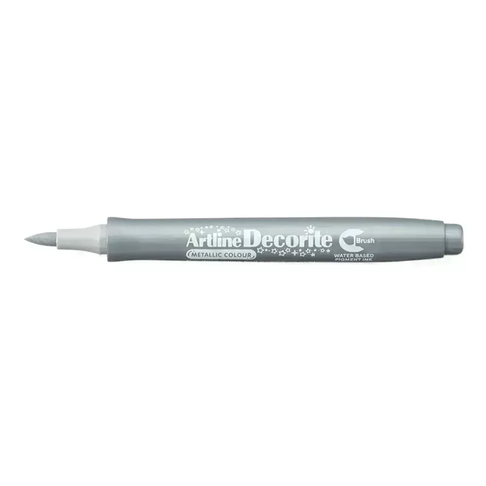 Marcadores, Decorite, Brush/Pincel, Plateado Metálico, 1 Und. 