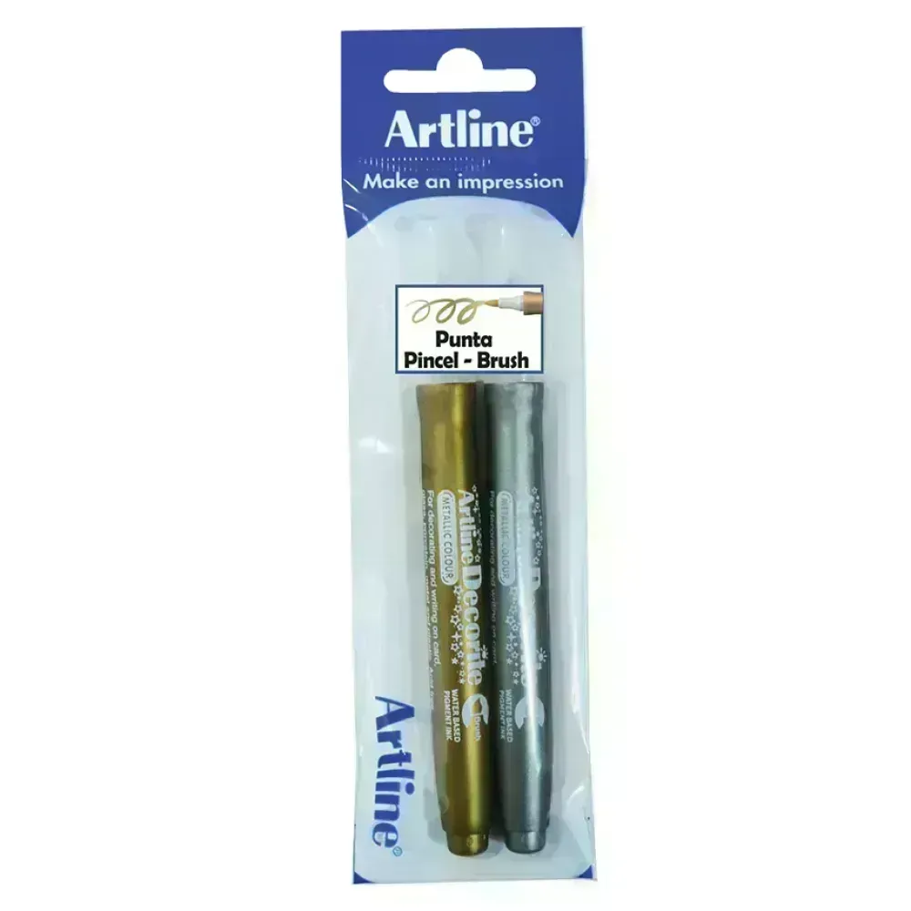 Marcadores, Decorite, Brush/Pincel, Pack x 2 Unds. Dor y Plat
