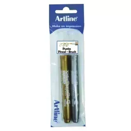 Marcadores, Decorite, Brush/Pincel, Pack x 2 Unds. Dor y Plat