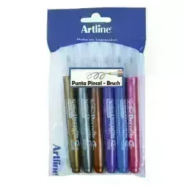Marcadores, Decorite, Brush/Pincel, Pack x 6 Unds. Colores Metálicos