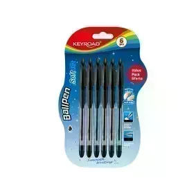 Bolígrafos, Soft Jet, 0.7 mm, Blister x 6 negro