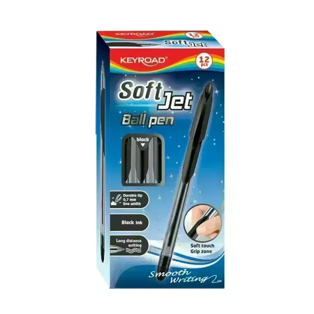 Bolígrafos, Soft Jet, 0.7 mm, Negro, Caja x 12 Unds.