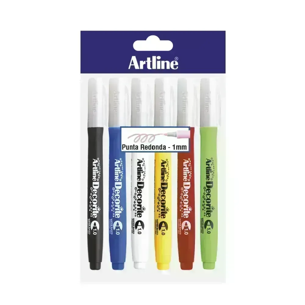 Marcadores, Decorite, 1.0 mm, Pack x 6 Unds. Colores Básicos