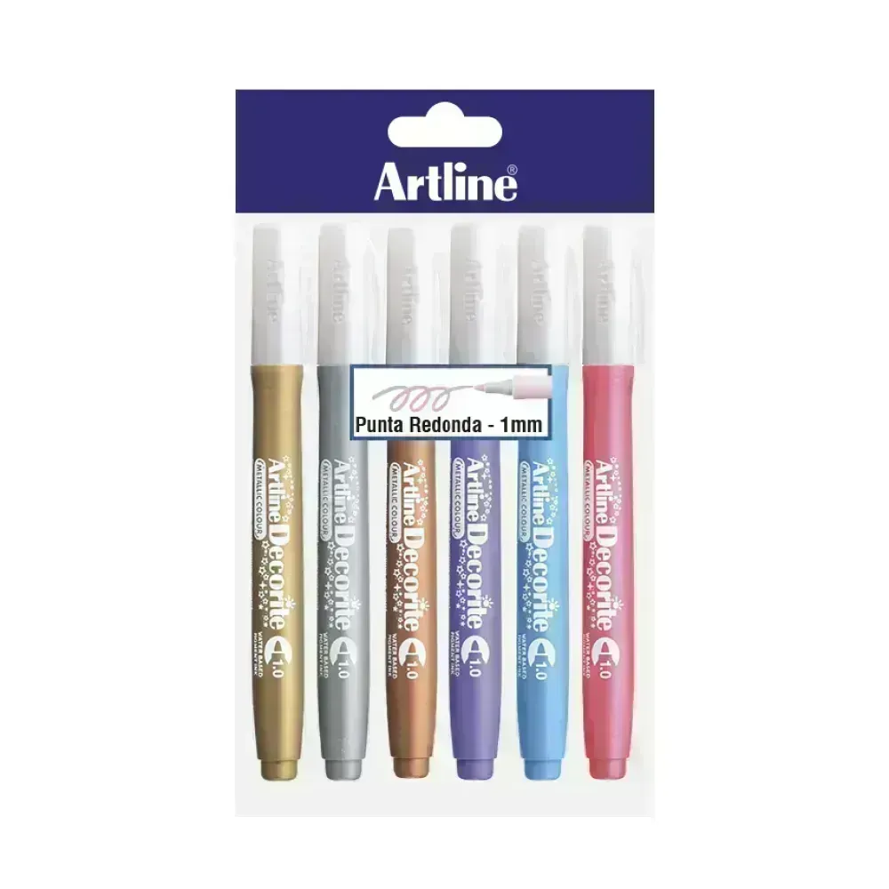 Marcadores, Decorite, 1.0 mm, Pack x 6 Unds. Colores Metálicos