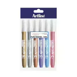 Marcadores, Decorite, 1.0 mm, Pack x 6 Unds. Colores Metálicos