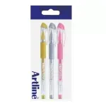 Boligrafo Gel, EGB1900, 1.0 mm, Pack x 3 Unds. Dor, Plat, Rosado