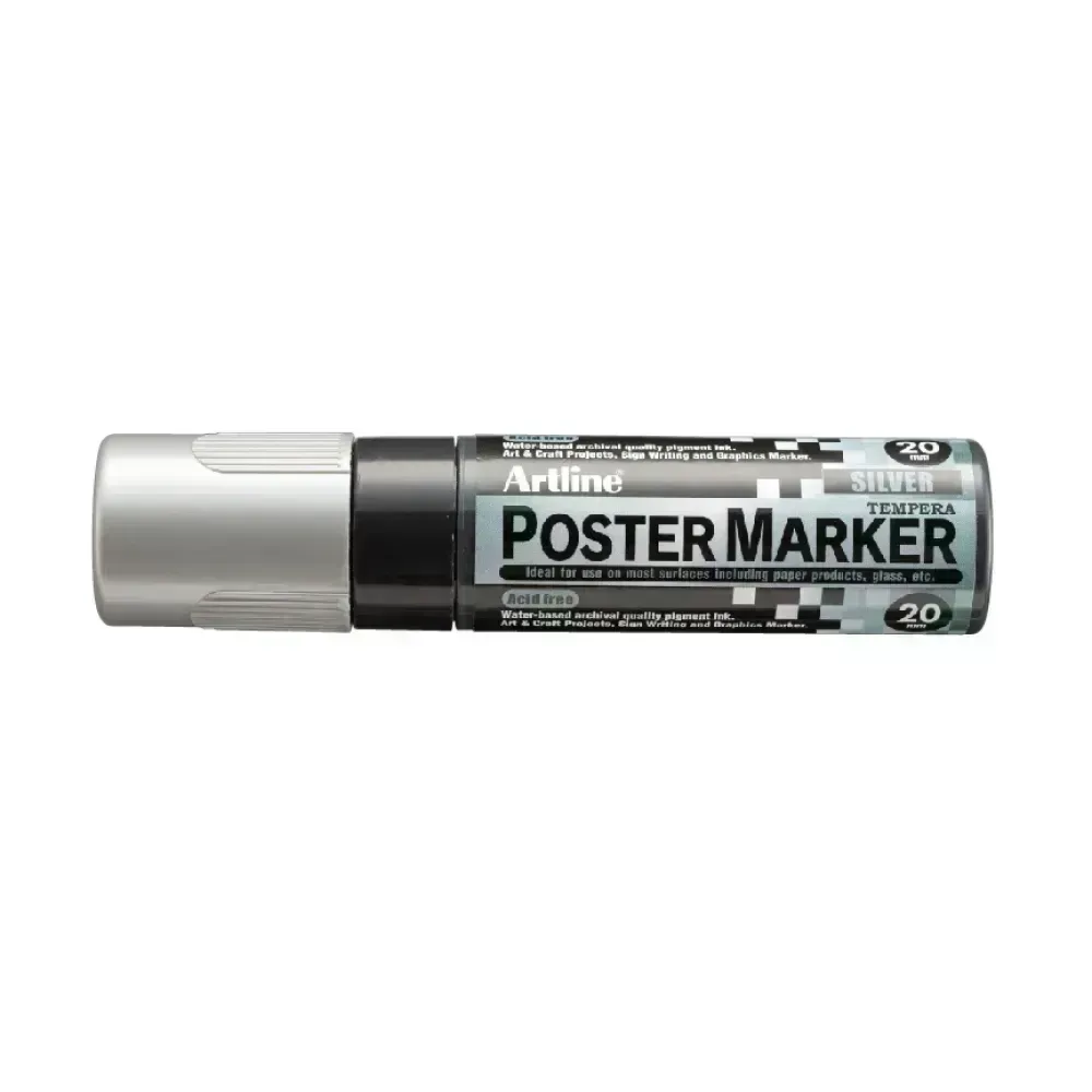Marcadores, Poster Marker, 20.0 mm, Plateado Metalico, 1 Und