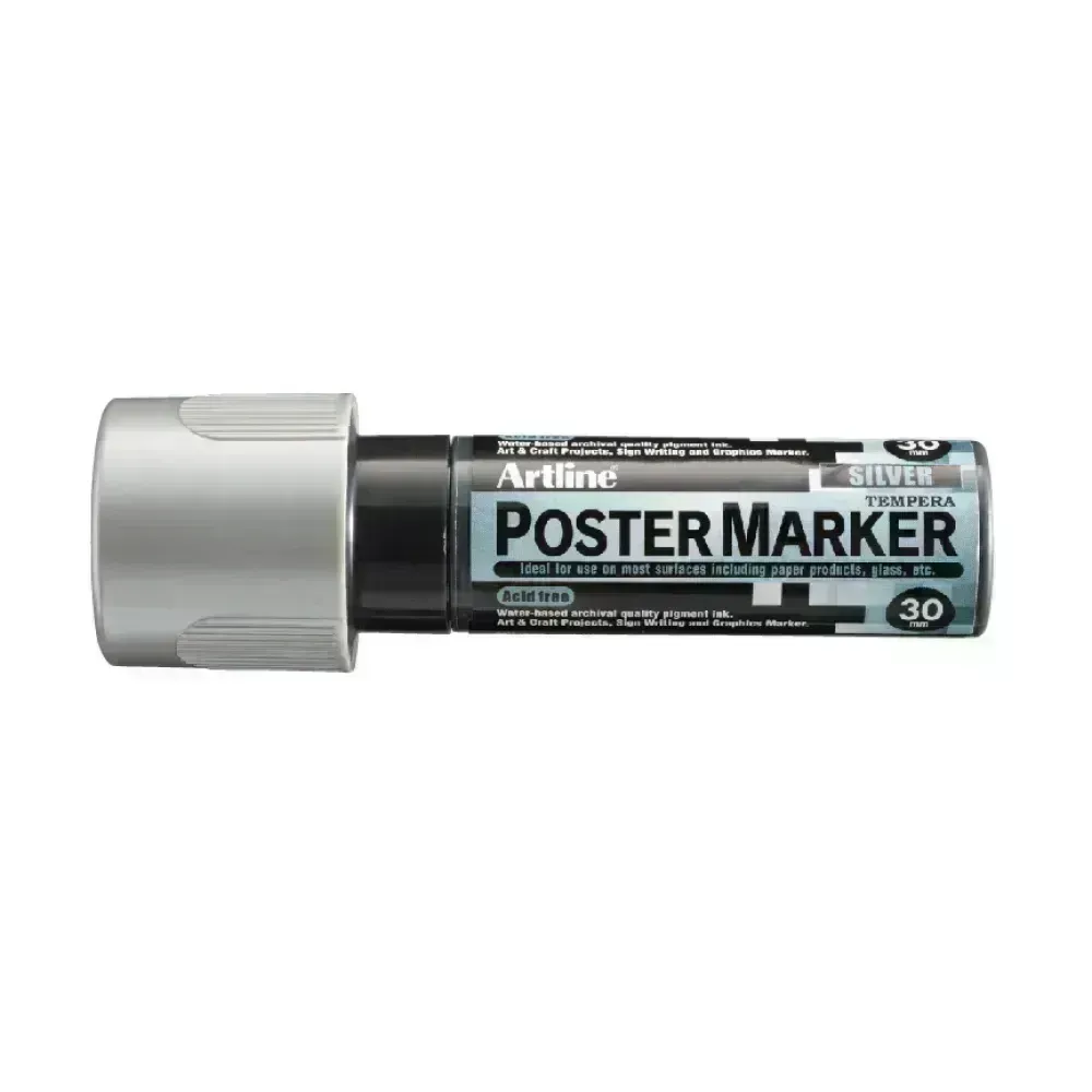 Marcadores, Poster Marker, 30.0 mm, Plateado Metalico, 1 Und