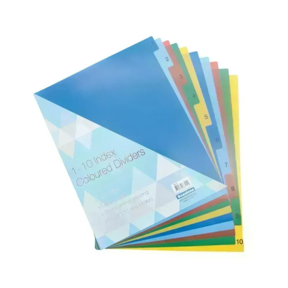 Separ. plásticos, Números, Tam. Carta, Pack x 10
