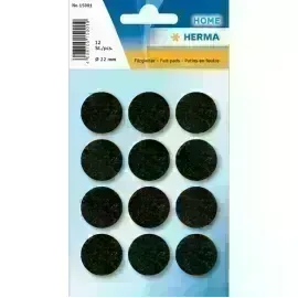 Resbaladores p. Muebles, Negro, 22 mm, Blister x 12 Unds.
