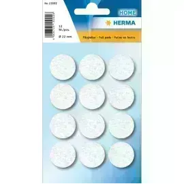 Resbaladores p. Muebles, Blanco, 22 mm, Blister x 12 Unds.