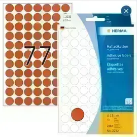 Labels, Redondo, 13 mm, Rojo, Pack x 2464 Unds.