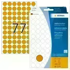 Labels, Redondo, 13 mm, Naranja, Pack x 1848 Unds.