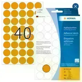 Labels, Redondo, 19 mm, Naranja, Pack x 960 Unds.