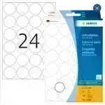 Labels, Redondo, 25 mm, Blanco, Pack x 768 Unds.