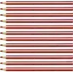 Lápices de Color, Largos, Trio thick, Cuerpo Triangular, Mina 4.2 mm, Rojo, Caja x 12 Pcs.