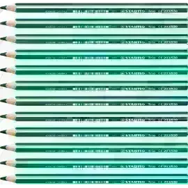 Lápices de Color, Largos, Trio thick, Cuerpo Triangular, Mina 4.2 mm, Verde, Caja x 12 Pcs.