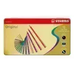 Lápices de Color, Original, Cuerpo Hexagonal, Mina 2.5 mm, Caja Metal x 12 Unds., Colores Surtidos