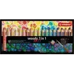 Lápices de Color, Woody 3 en 1, Cuerpo Circular, Mina XXL (10 mm), Caja ARTY x 18 Unds + Sacapuntas. 18 Colores Surtidos