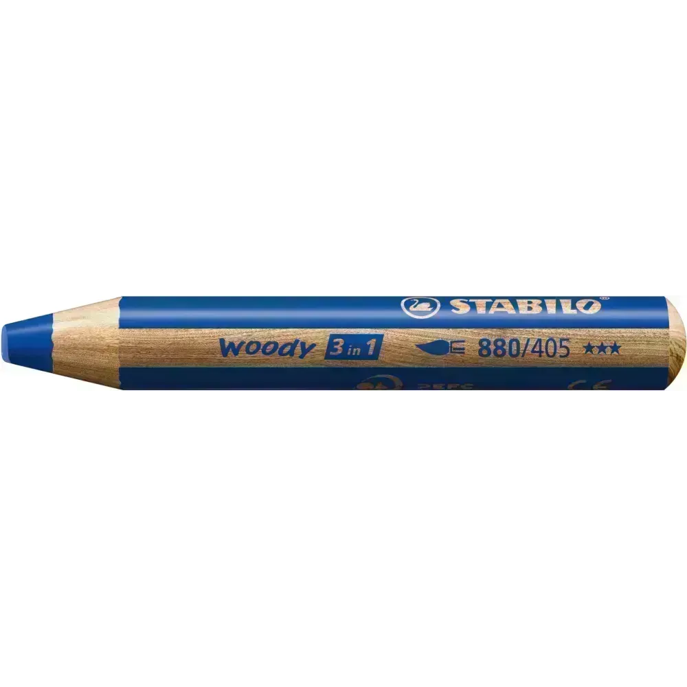 Lápices de Color, Woody 3 en 1, Azul Ultramarino, Cuerpo Circular, Mina XXL (10 mm), Unidad.