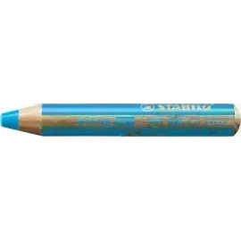 Lápices de Color, Woody 3 en 1, Azul Cyan, Cuerpo Circular, Mina XXL (10 mm), Unidad.