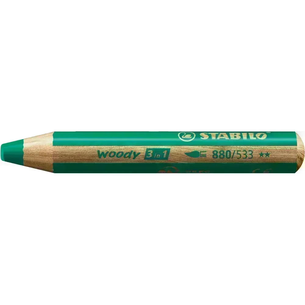 Lápices de Color, Woody 3 en 1, Verde Oscuro, Cuerpo Circular, Mina XXL (10 mm), Unidad.