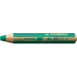 Lápices de Color, Woody 3 en 1, Verde Oscuro, Cuerpo Circular, Mina XXL (10 mm), Unidad.