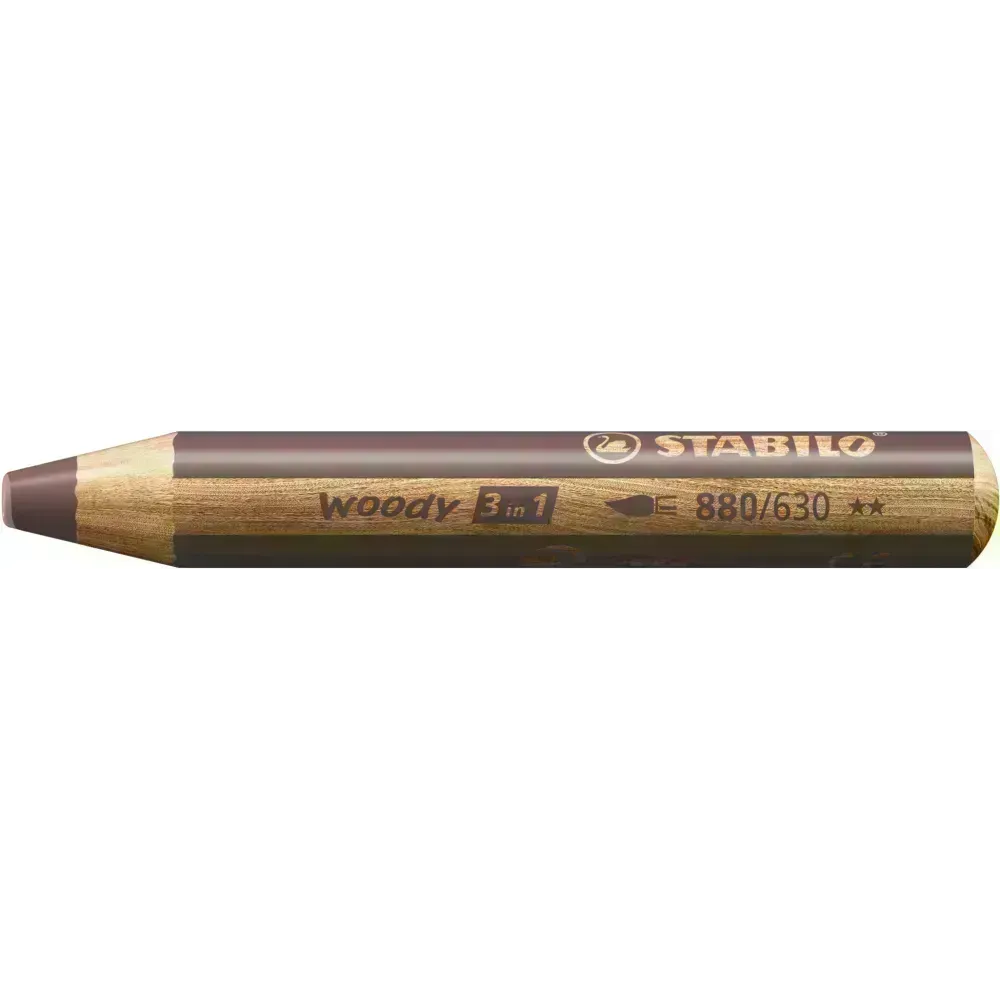 Lápices de Color, Woody 3 en 1, Marron, Cuerpo Circular, Mina XXL (10 mm), Unidad.