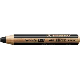 Lápices de Color, Woody 3 en 1, Negro, Cuerpo Circular, Mina XXL (10 mm), Unidad.