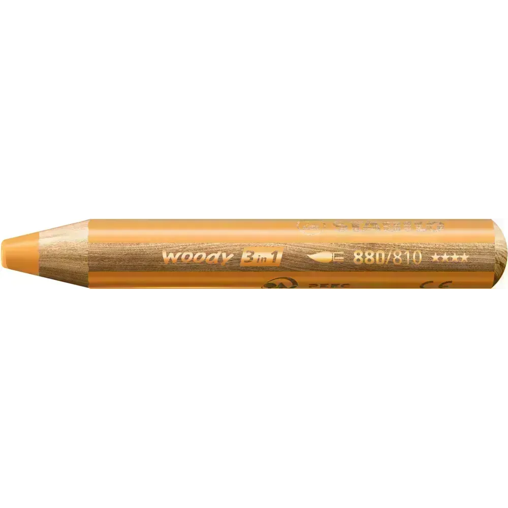 Lápices de Color, Woody 3 en 1, Dorado, Cuerpo Circular, Mina XXL (10 mm), Unidad.