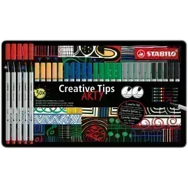 Creative tips, Tiralineas, Est. metal x 30 Uds. en 6 colores: 0,2, 0,4, 0,7, 1,0, brush