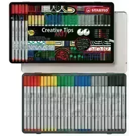 Creative tips, Tiralineas, Est. metal x 30 Uds. en 6 colores: 0,2, 0,4, 0,7, 1,0, brush