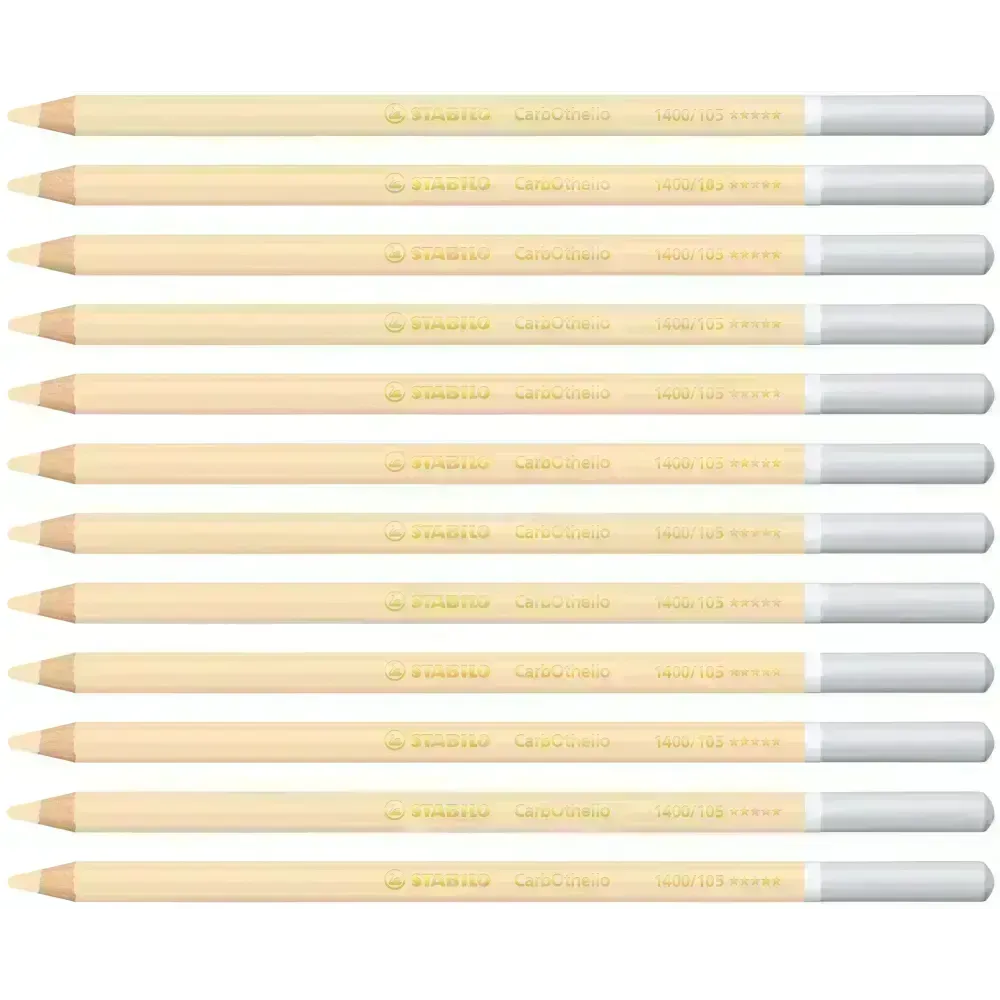 Lápices de Color Tiza Pastel, Carbothello, Cuerpo Circular, Mina 4.4 mm, Caja x 12 Und., Blanco Marfil