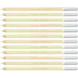 Lápices de Color Tiza Pastel, Carbothello, Cuerpo Circular, Mina 4.4 mm, Caja x 12 Und., Blanco Marfil