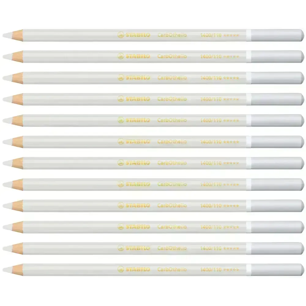 Lápices de Color Tiza Pastel, Carbothello, Cuerpo Circular, Mina 4.4 mm, Caja x 12 Und., Blanco Gris