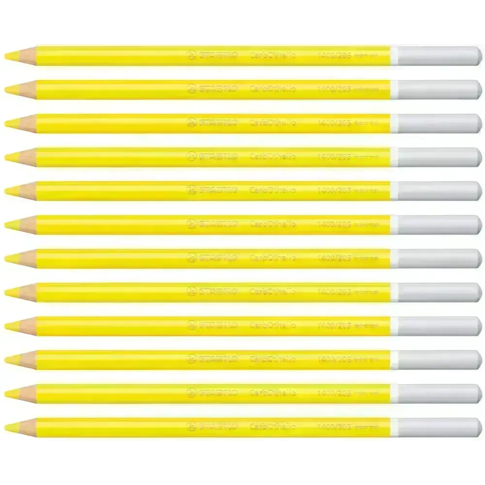 Lápices de Color Tiza Pastel, Carbothello, Cuerpo Circular, Mina 4.4 mm, Caja x 12 Und., Amarillo Neutro