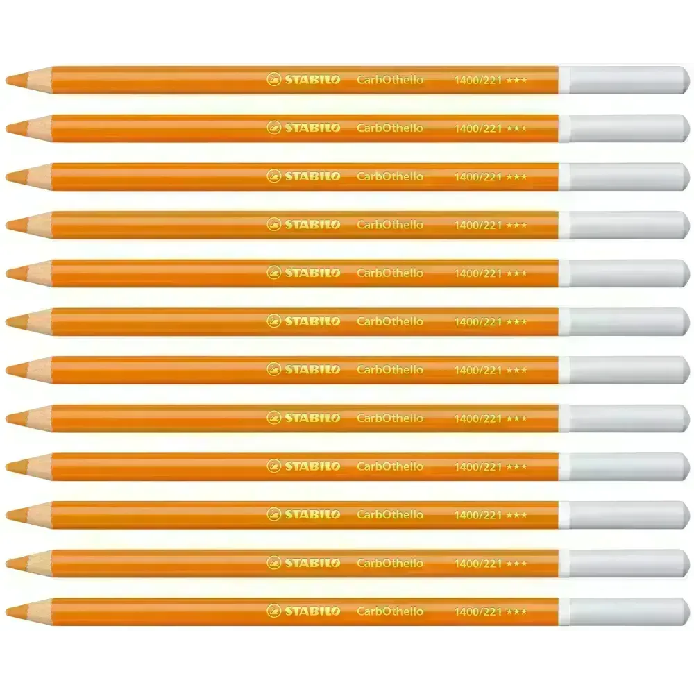 Lápices de Color Tiza Pastel, Carbothello, Cuerpo Circular, Mina 4.4 mm, Caja x 12 Und., Naranja