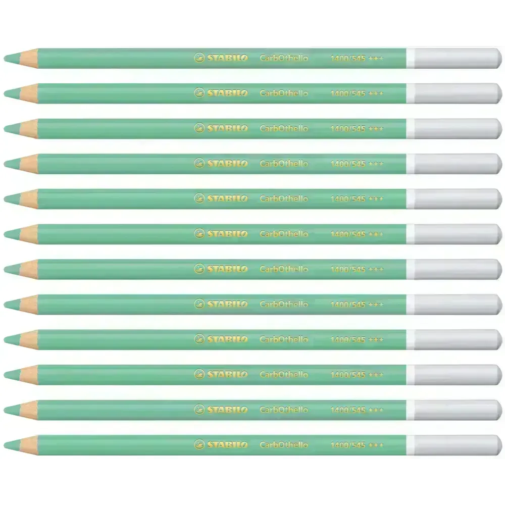 Lápices de Color Tiza Pastel, Carbothello, Cuerpo Circular, Mina 4.4 mm, Caja x 12 Und., Verde Esmeralda Clair