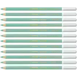 Lápices de Color Tiza Pastel, Carbothello, Cuerpo Circular, Mina 4.4 mm, Caja x 12 Und., Verde Esmeralda Clair